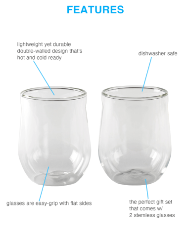 12 oz. Stemless Glass Set (2) by CORKCICLE®