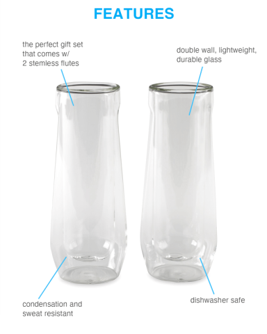 7 oz. Flute Glass Set (2) by CORKCICLE®