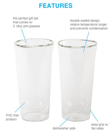 16 oz. Pint Glass Set (2) by CORKCICLE®