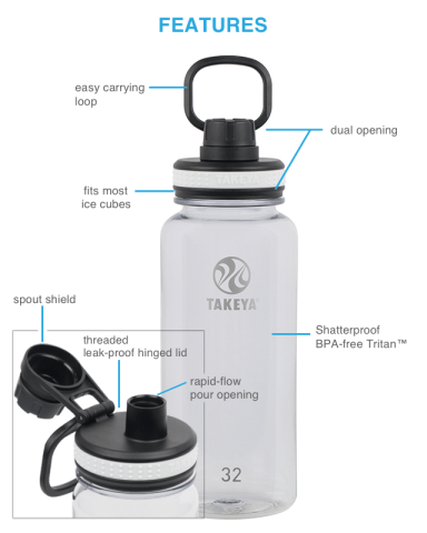 32 oz. Tritan Water Bottle w/ Spout Lid by Takeya®