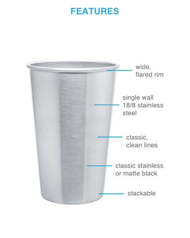 16 oz. Stainless Steel Pint Glass - Powder