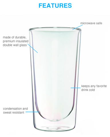 18 oz. Double Wall Insulated Iridescent Highball Glass by Asobu®