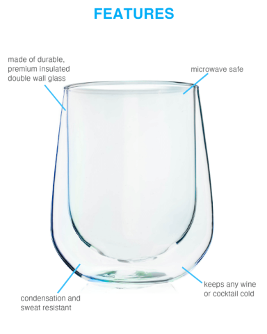12 oz. Double Wall Iridescent Stemless Wine Glass by Asobu®