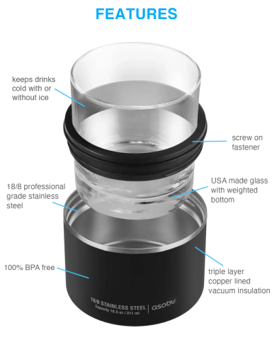 10.5 oz. Stainless Insulated On the Rocks Cooler by Asobu®