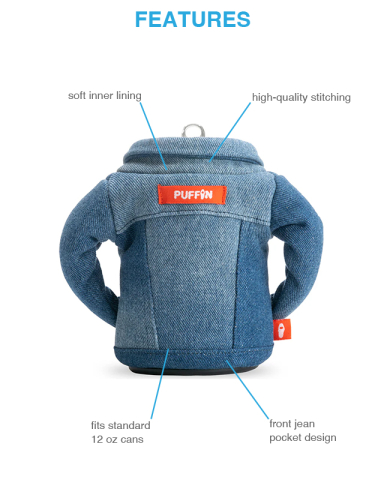The Denim Can Cooler by Puffin Drinkwear®