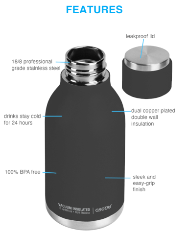 16 oz. Stainless Insulated Urban Bottle by Asobu®