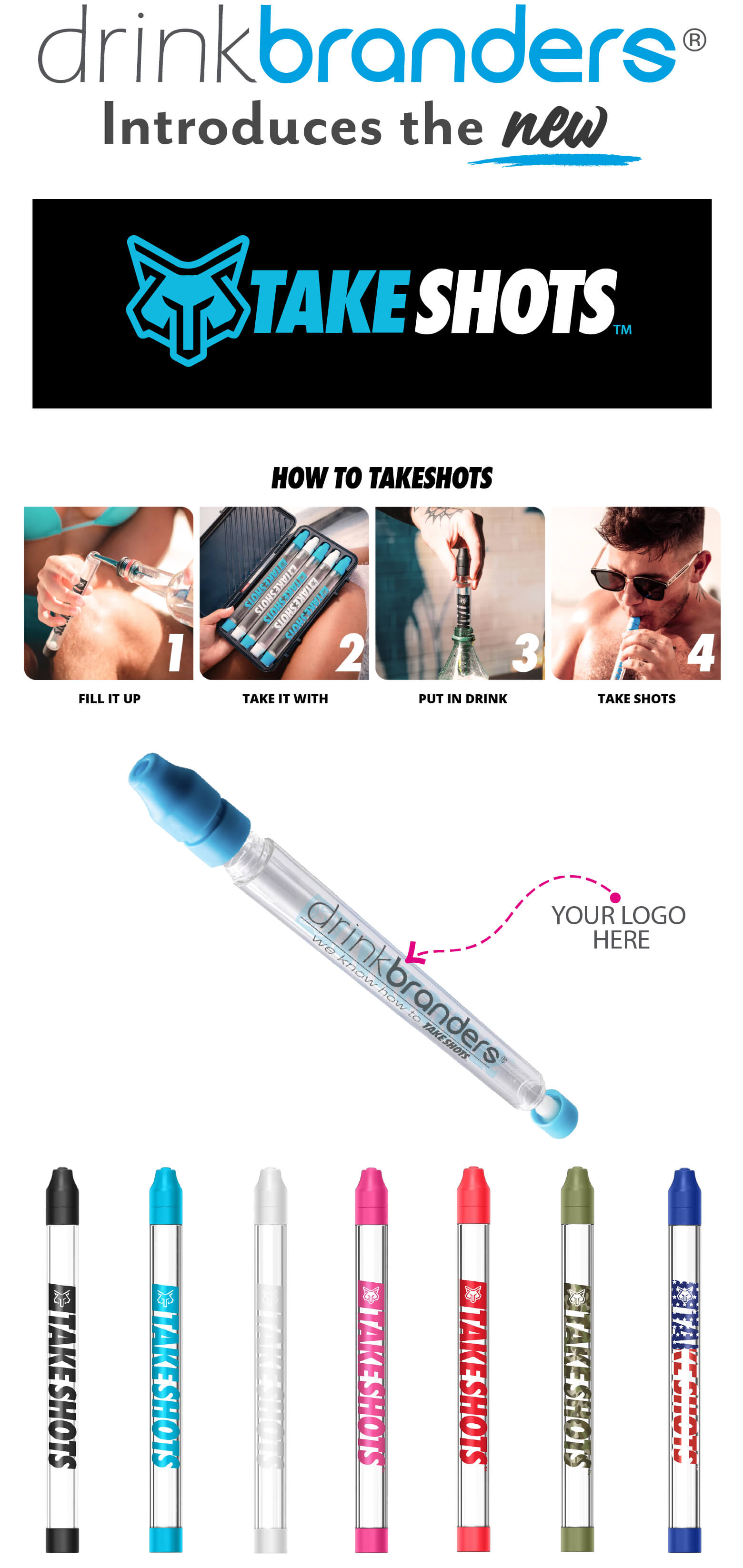 TakeShots Take V2 - Shot Holder & Straw for Drinks